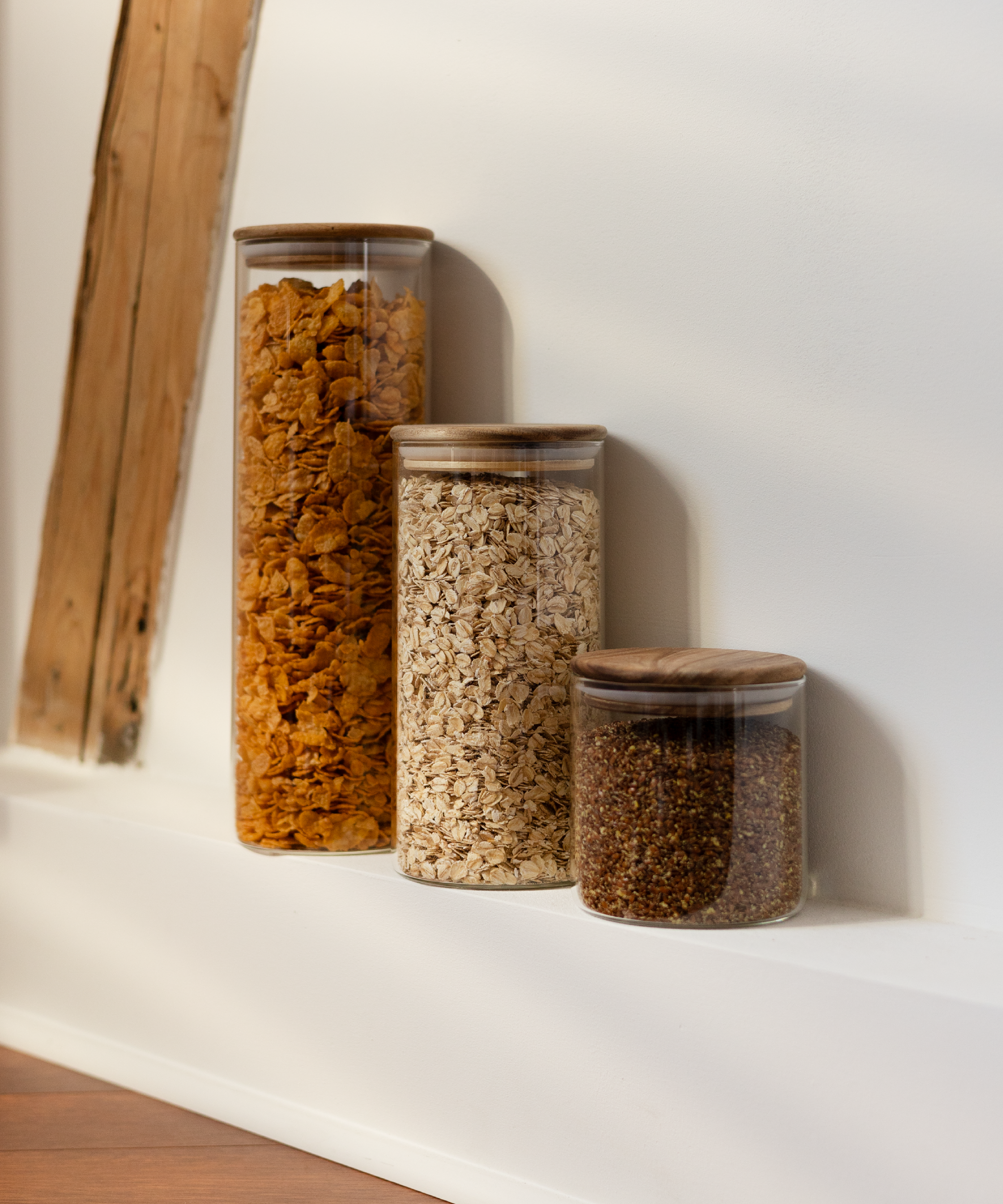 Medium storage jar with acacia wood lid 1300ml | Caya