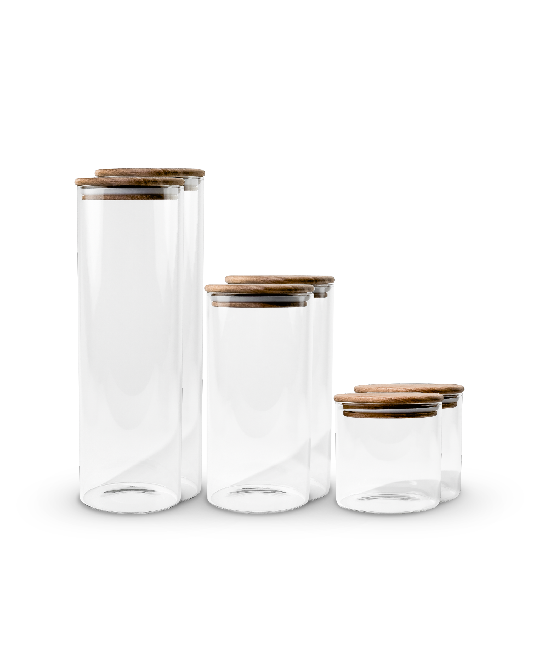 Storage jar set with acacia wood lid | Caya