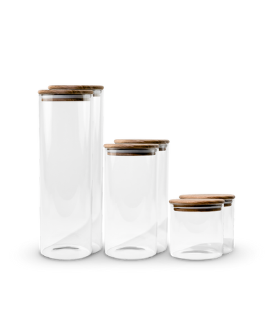 Storage jar set with acacia wood lid | Caya