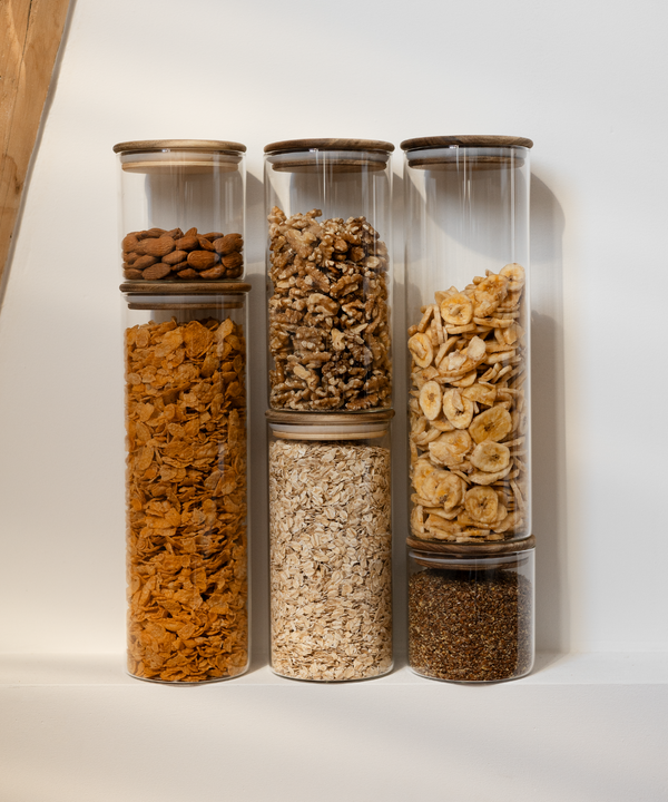 Storage jar set with acacia wood lid | Caya