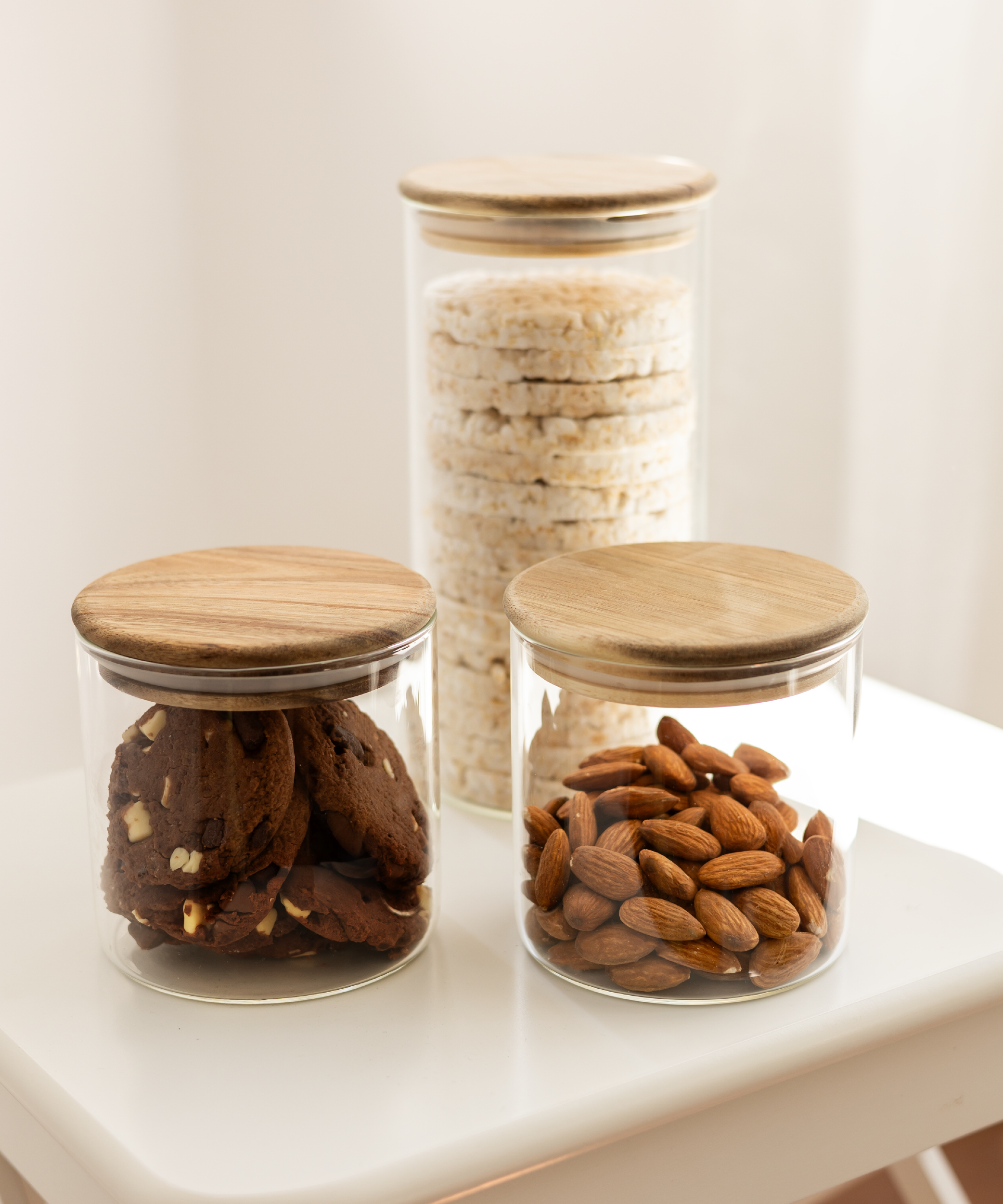 Storage jar set with acacia wood lid | Caya