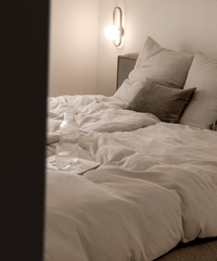 Haven Partner-Set Beige | 2× Musselin Einzelbettwäsche + 2× Kissenbezug 40×80