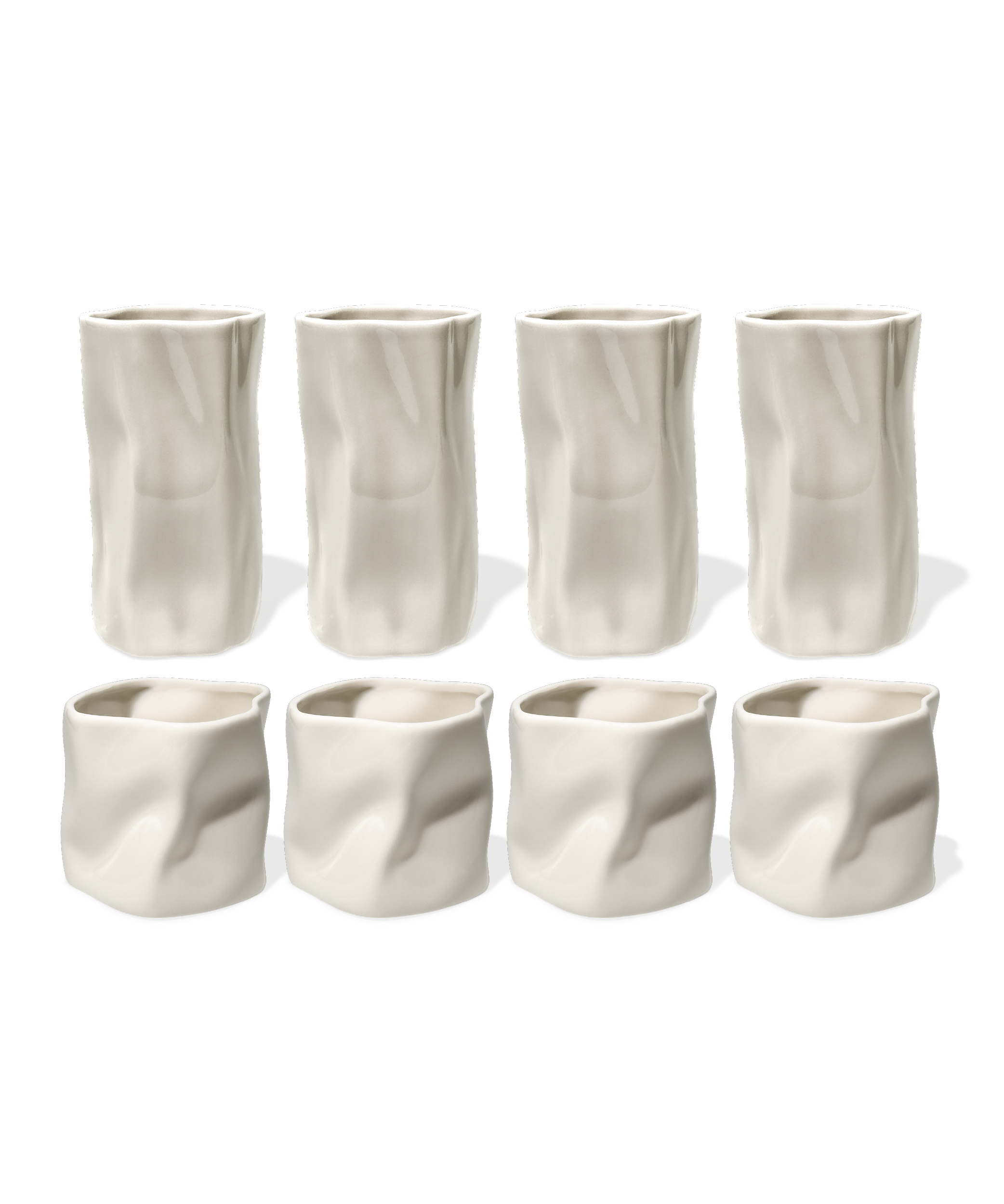 Set of small & large ceramic mugs cream white | Alaska