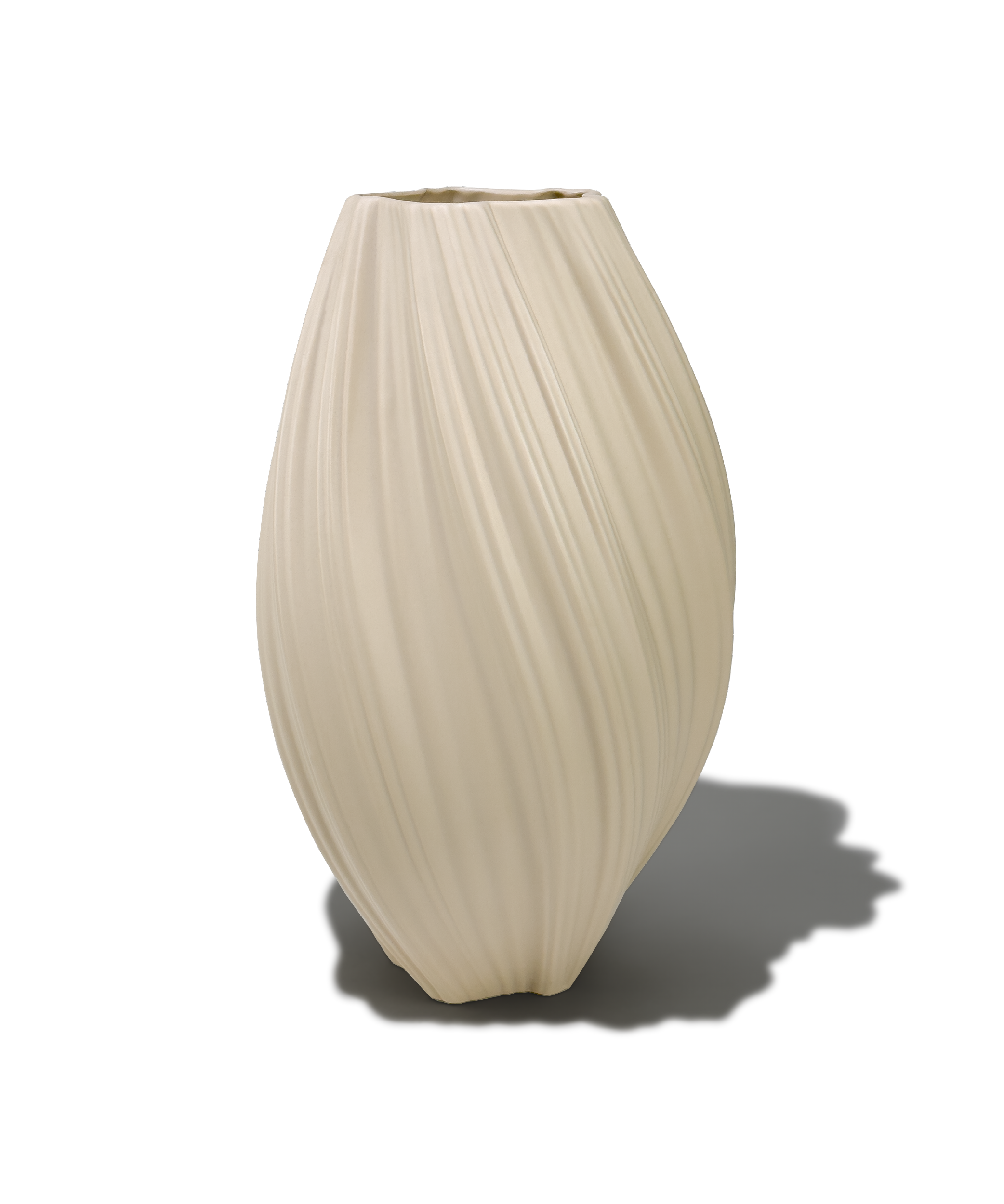 Oblong ceramic vase in beige | Flora