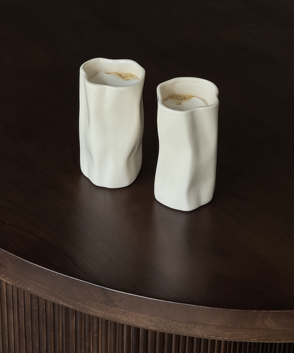 Set of Small & Large Ceramic Mugs Cream White | Alaska