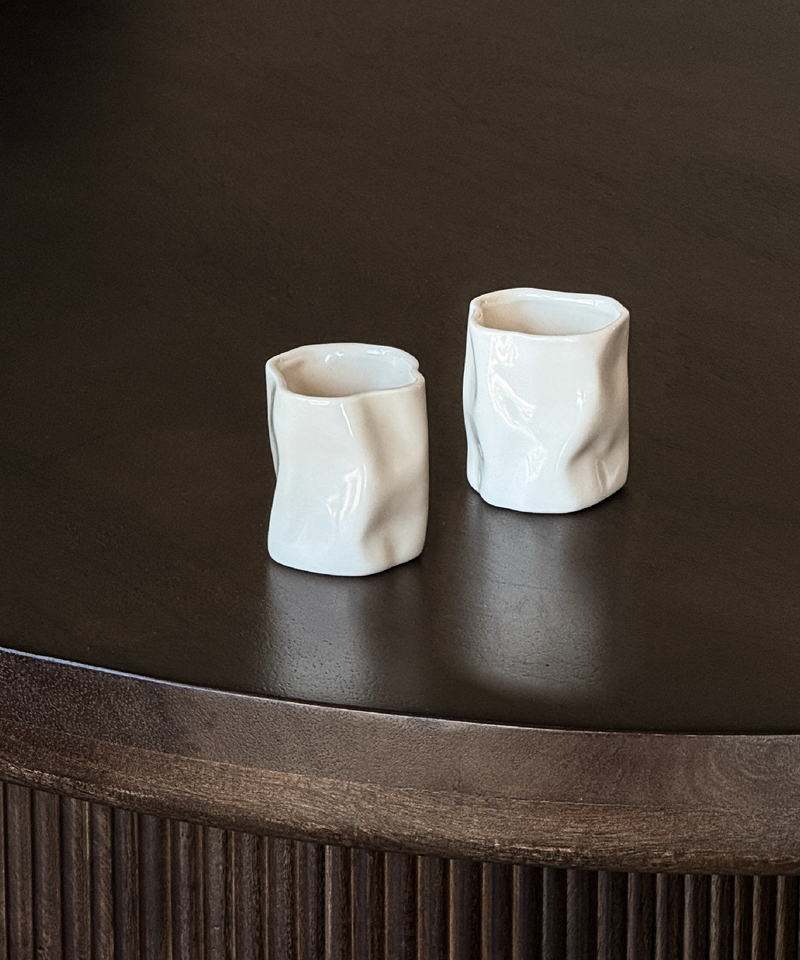 Organische Espresso-Tasse in Cremeweiß aus der Serie Alaska – Größenübersicht