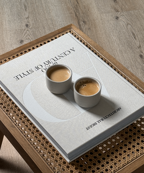 Cappuccino- und Espresso Keramik Becher in Beige aus der Serie Faro – Detailansicht der Verarbeitung