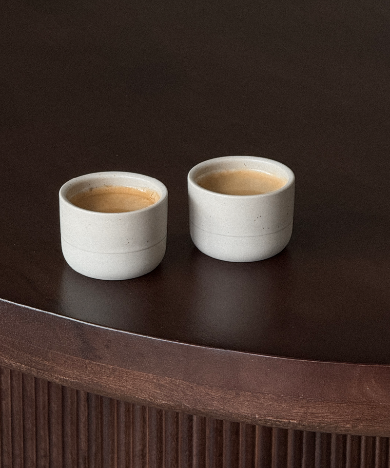 Espresso Keramik Becher Beige aus der Serie Faro – Größenübersicht