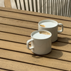 Cups with handles in glossy cream white | Nia