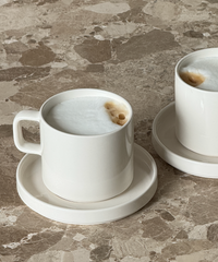 Cups with handles in glossy cream white | Nia