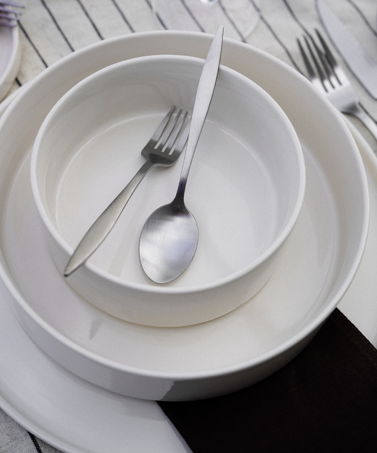 Cutlery set silver matt brushed | Tava