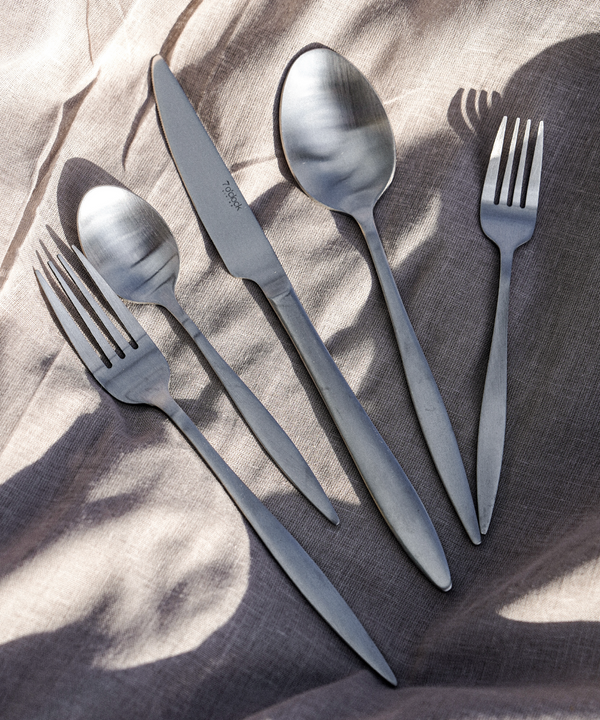 Cutlery set silver matt brushed | Tava