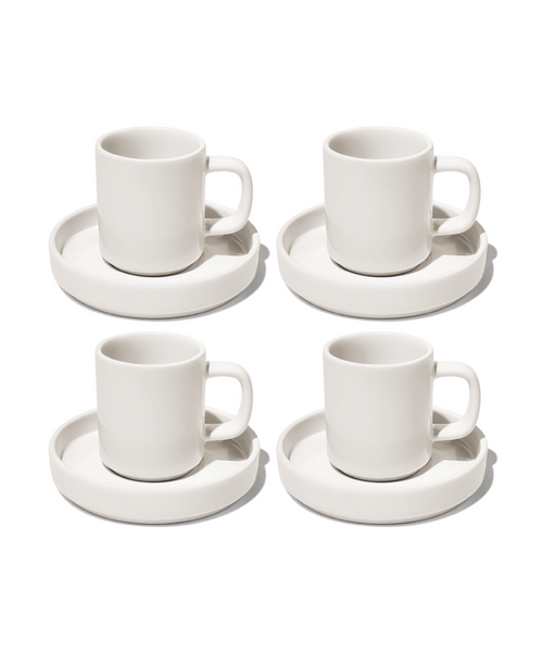Espresso-Tasse mit Untertasse in Cremeweiß aus der Serie Nia – Materialdetail
