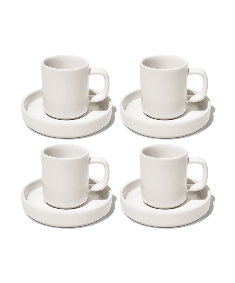 Espresso-Tasse mit Untertasse in Cremeweiß aus der Serie Nia – Materialdetail