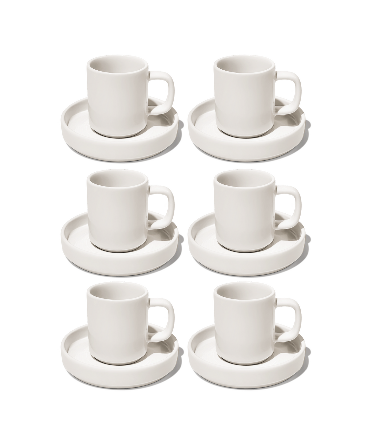 Espresso-Tasse mit Untertasse in Cremeweiß aus der Serie Nia – Draufsicht