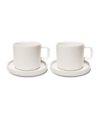 Cup with saucer in cream white glossy | Nia