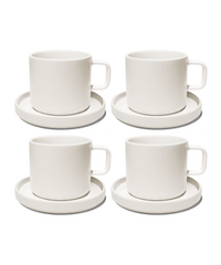 Cup with saucer in cream white glossy | Nia