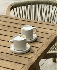 Cup with saucer in cream white glossy | Nia