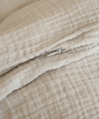 Haven Doppelbett-Set Beige | 1× Musselin Doppelbettwäsche + 2× Kissenbezug 40×80