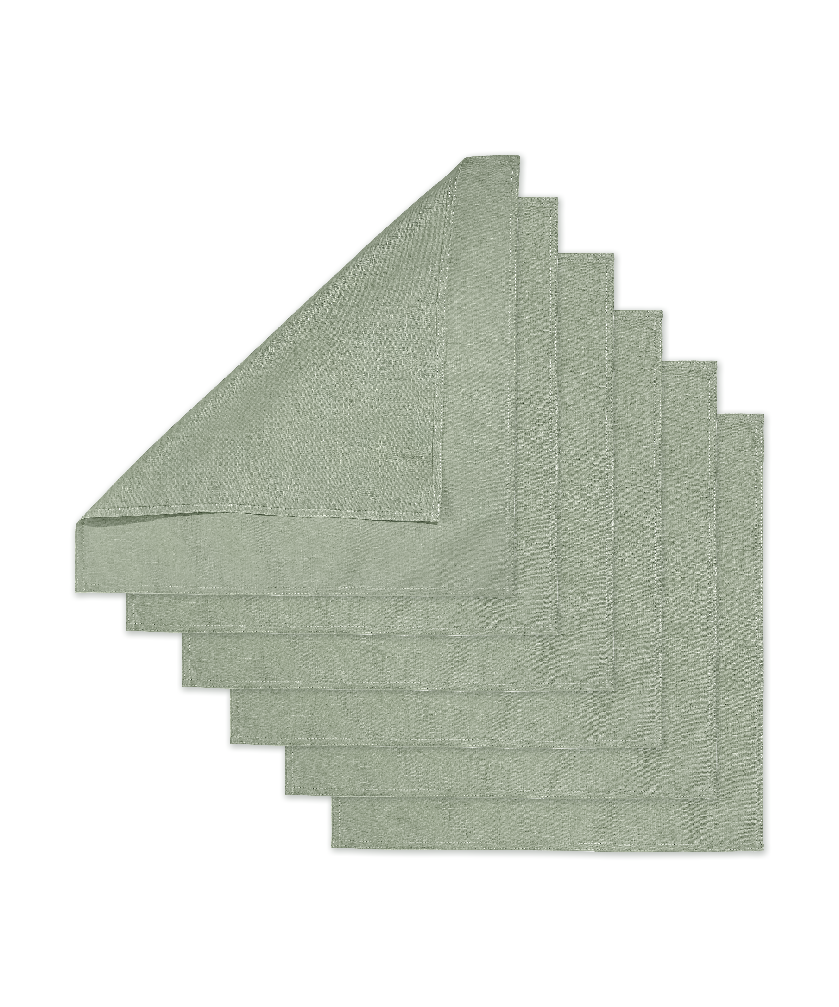 Sage green cotton linen napkins 40x40cm in a set of 6 | Kyla