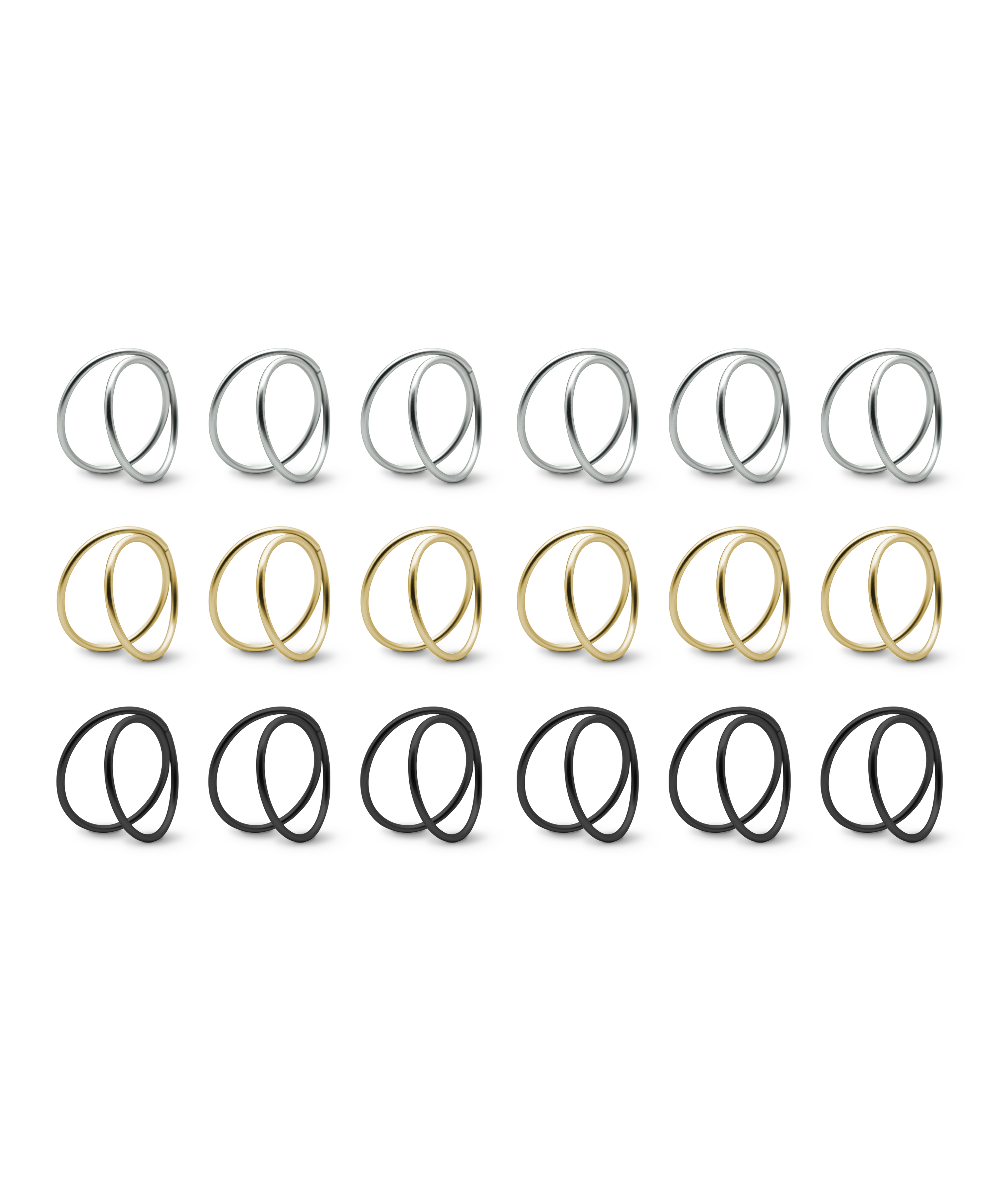 Modern napkin rings in matte gold, silver &amp; black in a set of 3 x 6 | Rina