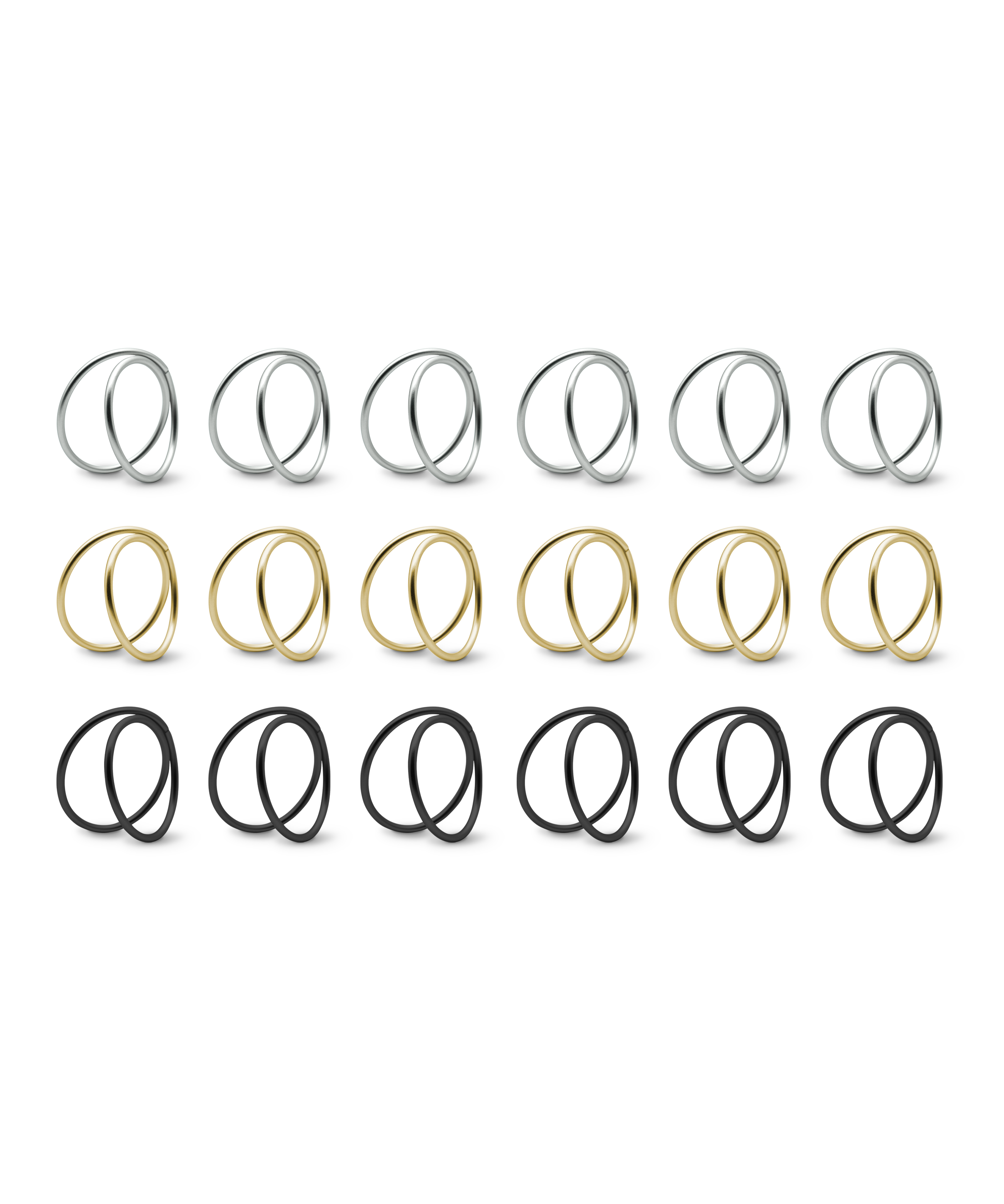 Serviettenringe Gold, Silber & Schwarz im 3x 6er Set | Rina
