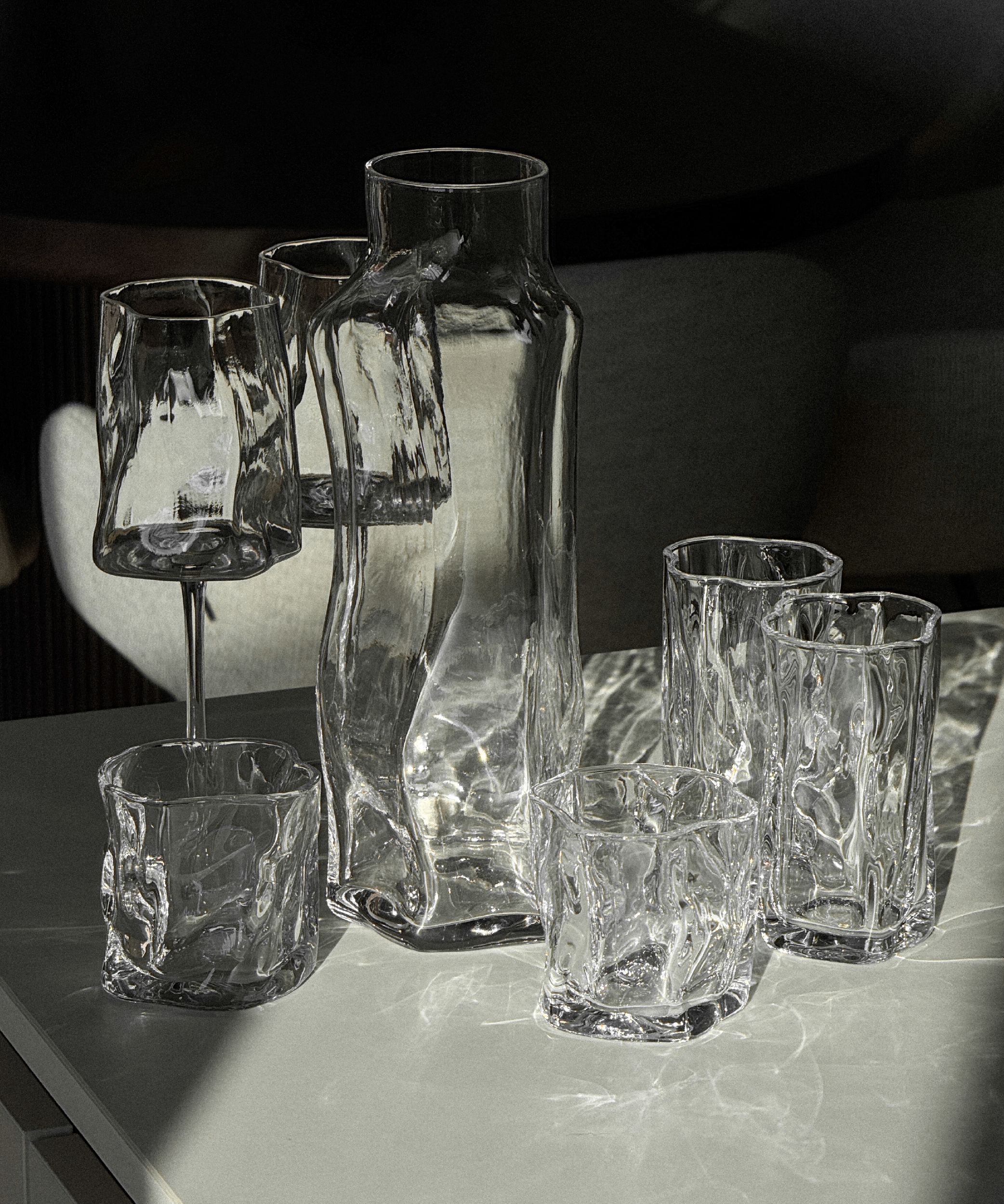 Kleines & großes organisches Glas mit Karaffe | Alaska