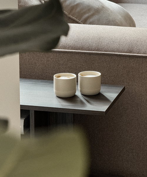 Cappuccino Keramik Becher Beige aus der Serie Faro – Produktansicht