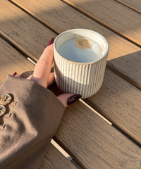 Ceramic mug in ribbed design beige | Paris