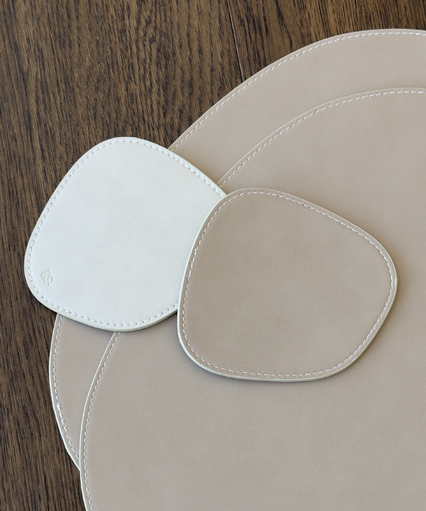 Glass Coaster Taupe/Cream | Jade