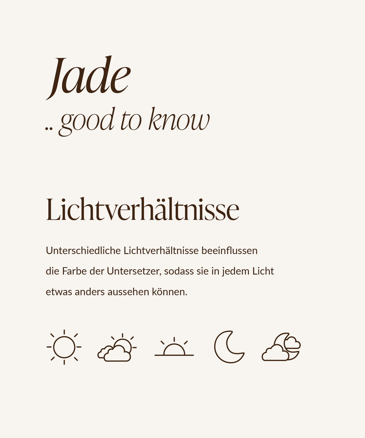 Teller- und Glasuntersetzer in Taupe und Creme aus der Serie Jade – im Wohnambiente