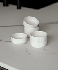 Small dip bowls, set of 6, in cream-white, grooved | Nia