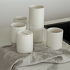 Set of 6 handleless mugs in cream white with grooves | Nia