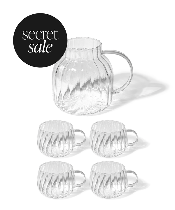 Tea carafe & glass cup set striped design | Norway