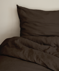 Dark brown muslin single bed linen 135x200 + 80x80 | Haven