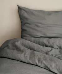Dark grey muslin single bed linen 135x200 + 80x80 | Haven