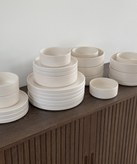 24-piece tableware set in matt cream white | Nia