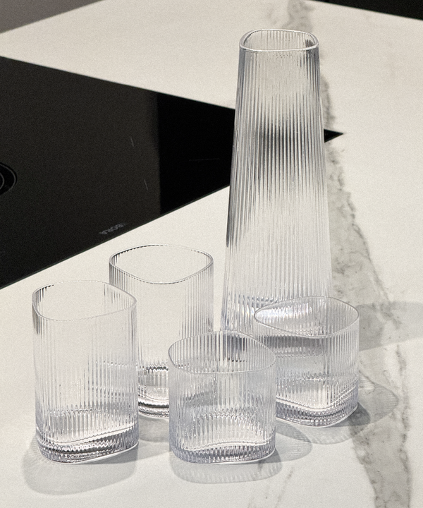 Karaffe & Gläser-Set im gerillten Design | Venice