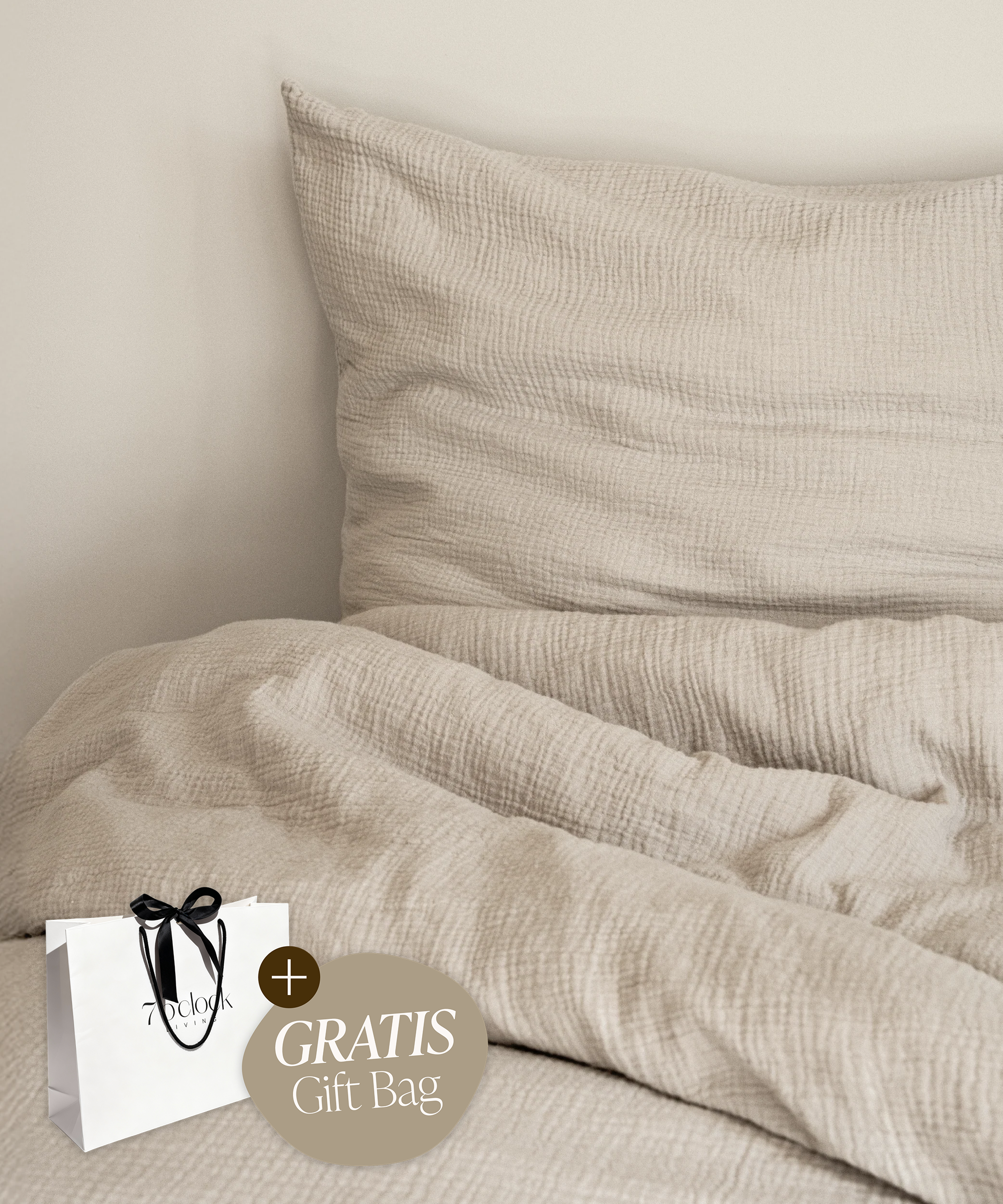 Beige muslin single bed linen | Haven