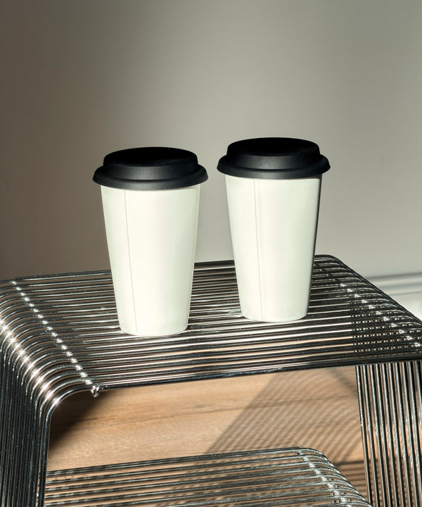Large Ceramic To-Go Cup with Black Silicone Lid | Brooklyn