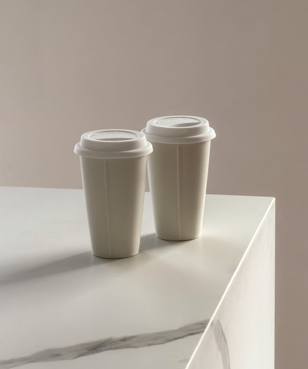Large Ceramic To-Go Cup with White Silicone Lid | Brooklyn