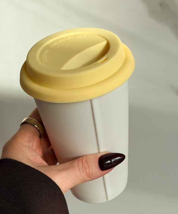 Large Ceramic To-Go Cup with White Silicone Lid | Brooklyn
