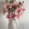 Lily Bouquet of 5 with Three Blooms in White & Pink | Bloom