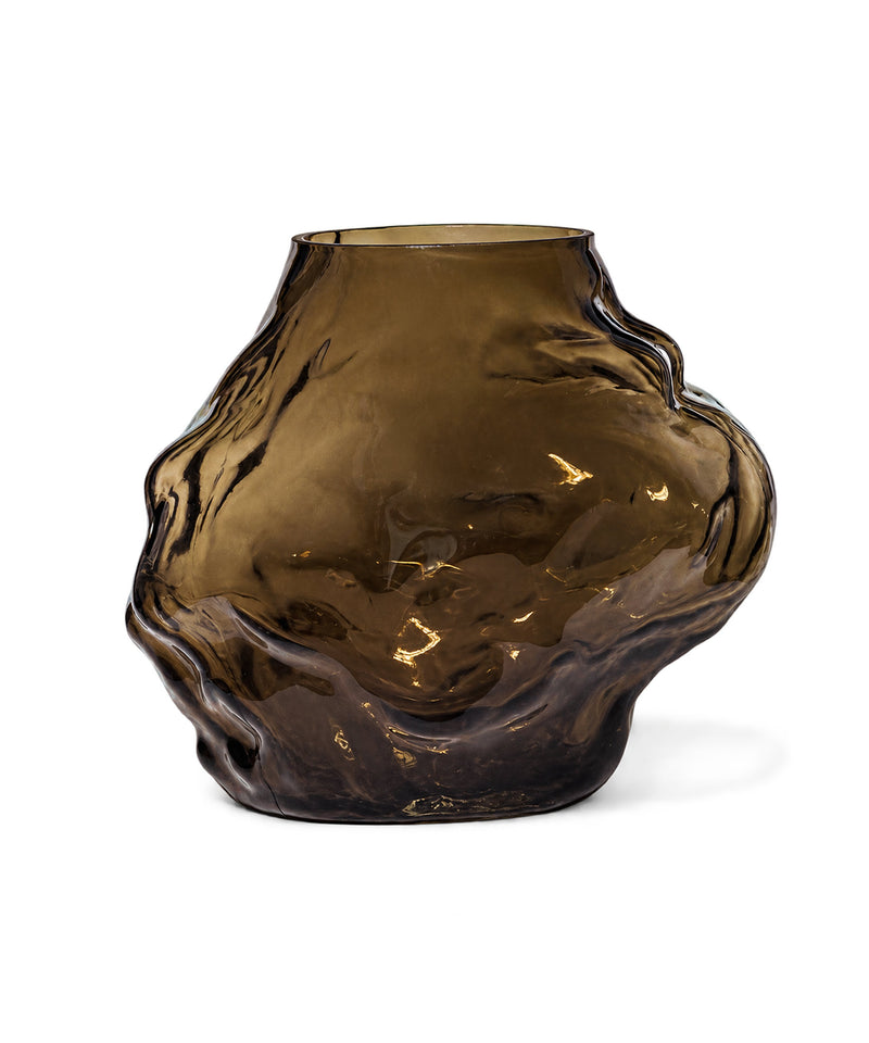 Suri Vase aus braunem Rauchglas mit organisch gewölbter Silhouette