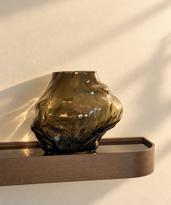 Brown Glass Vase with an Organic Curved Silhouette | Suri