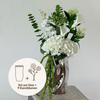 Green Silence Faux Flower Bouquet with Ceramic Vase in Chrome