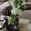 Green Silence Faux Flower Bouquet with Ceramic Vase in Chrome
