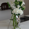 Green Silence Faux Flower Bouquet with Ceramic Vase in Chrome