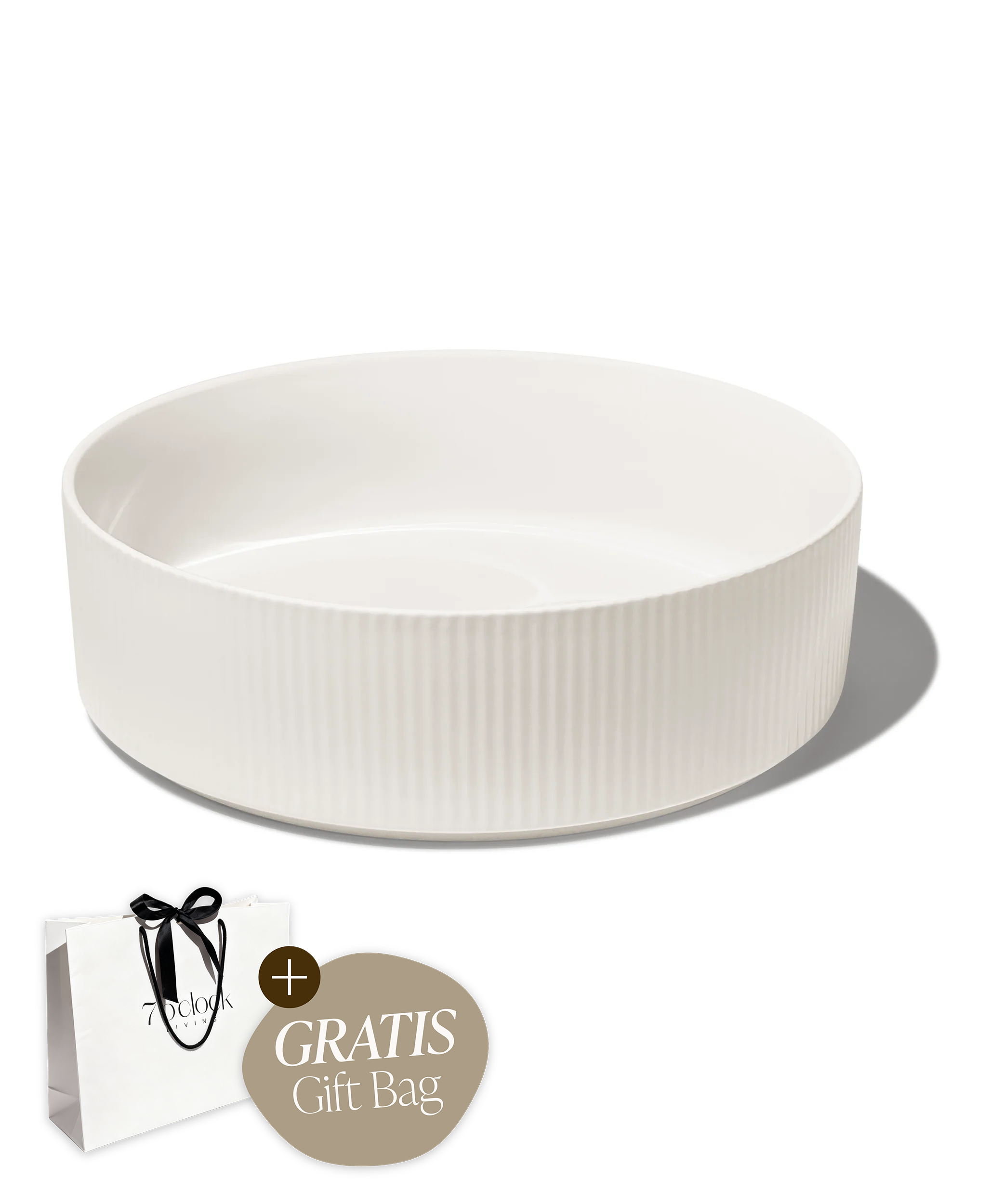 Large bowl Ø27cm in cream white grooved | Nia