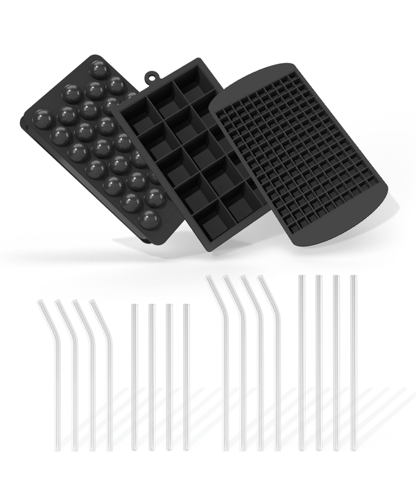 Ice cubes & glass straw set